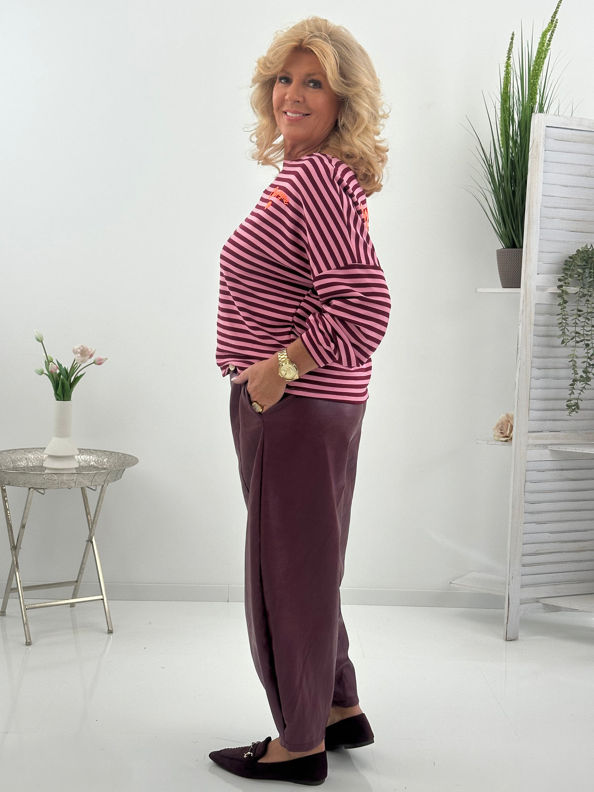 PU-Lederhose in ausdrucksstarkem Bordeaux (38-42/44)