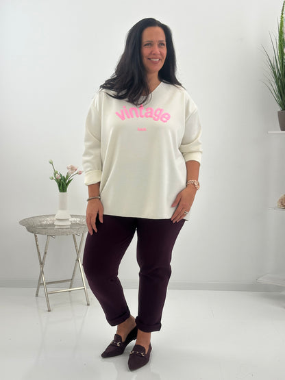 Sweatshirt in hellem Ecru mit lässiger Ausstrahlung (42-46)