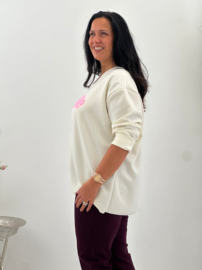 Sweatshirt in hellem Ecru mit lässiger Ausstrahlung (42-46)