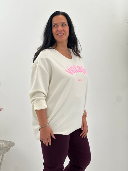 Sweatshirt in hellem Ecru mit lässiger Ausstrahlung (42-46)