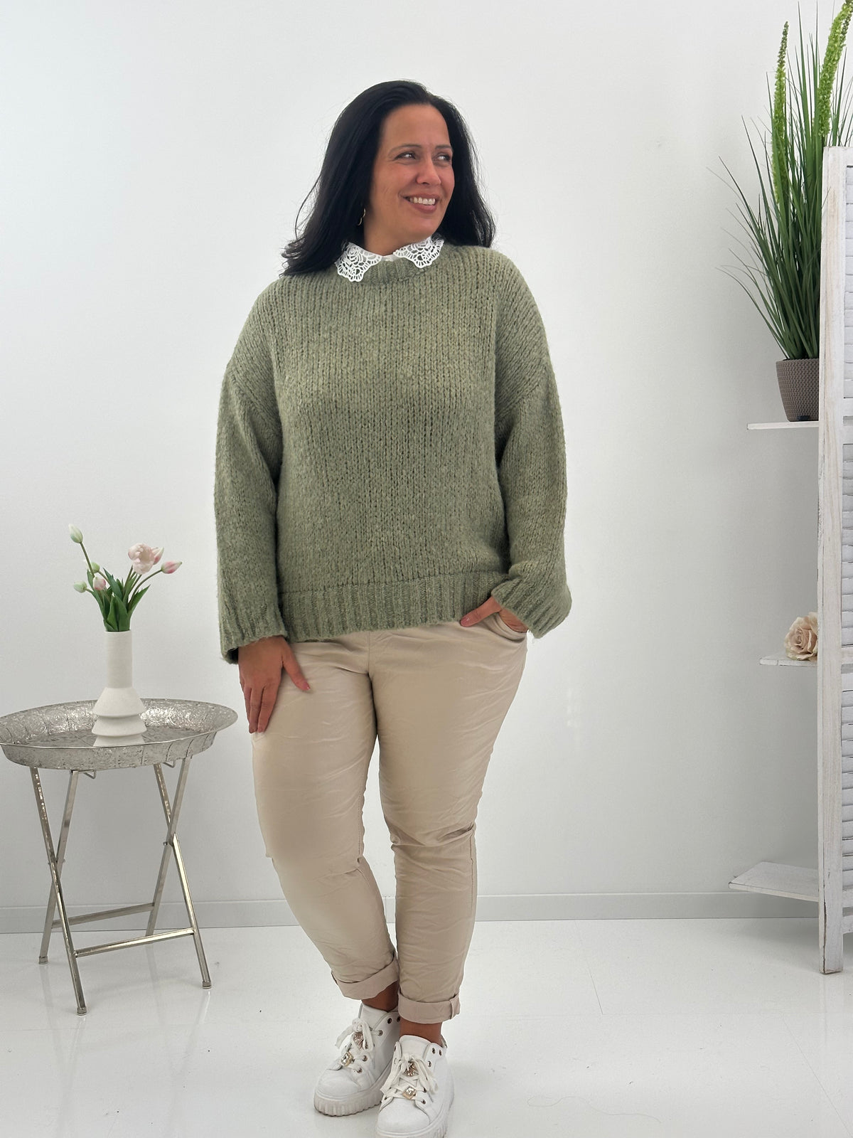 Kuscheliger Pullover in zartem Salbeigrün (38-44)