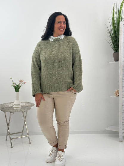 Kuscheliger Pullover in zartem Salbeigrün (38-44)