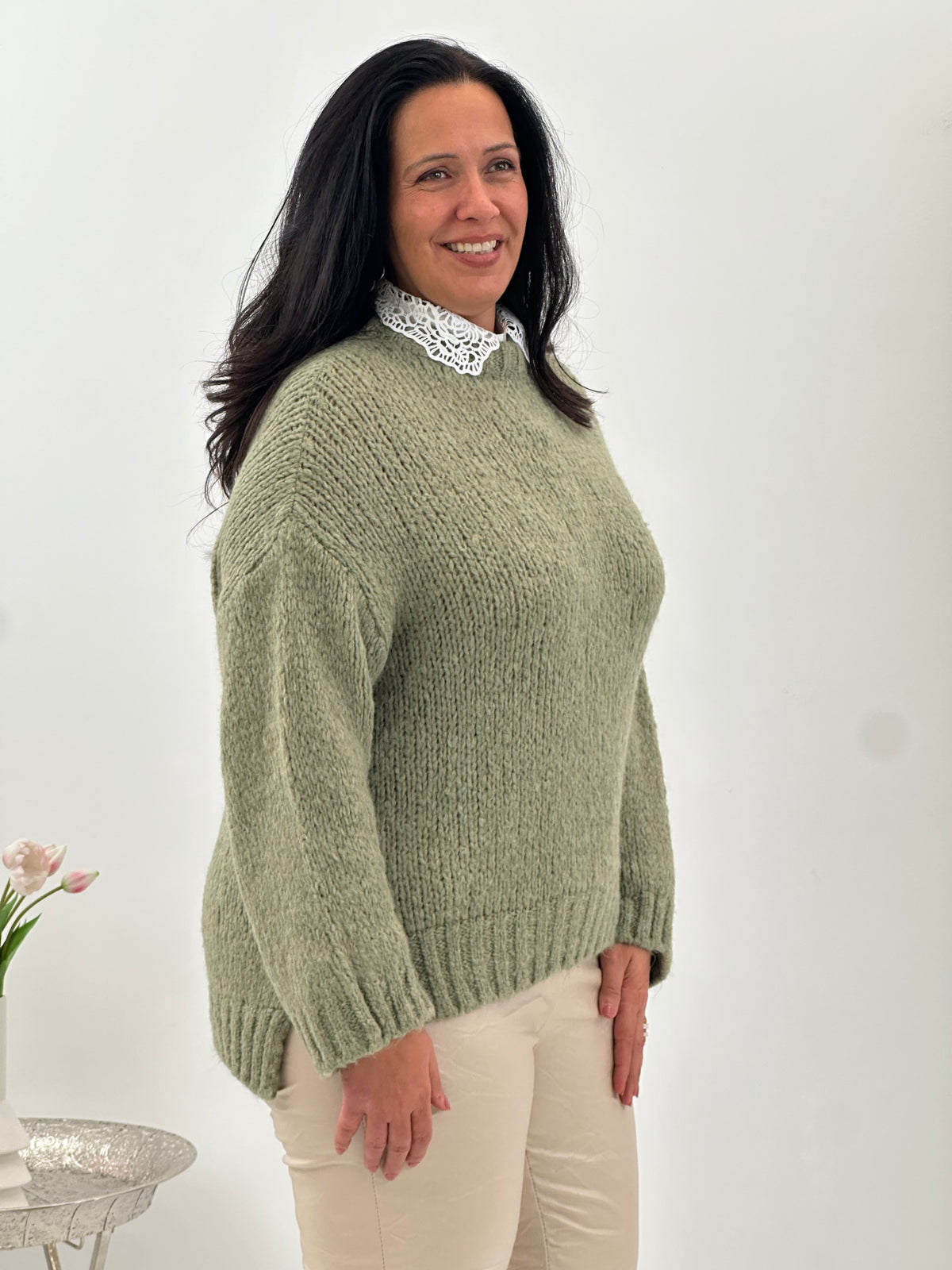 Kuscheliger Pullover in zartem Salbeigrün (38-44)