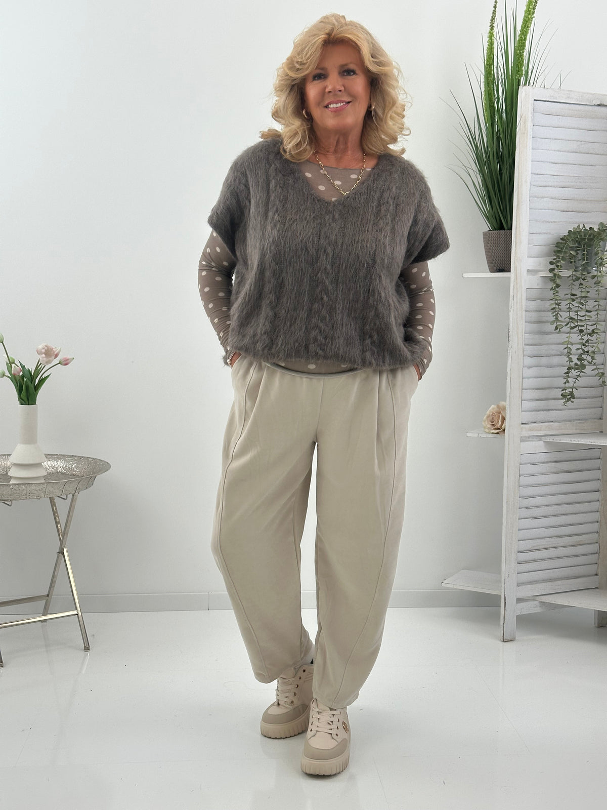 Pullunder in edlem Braun mit lässiger Strickoptik (38-44)