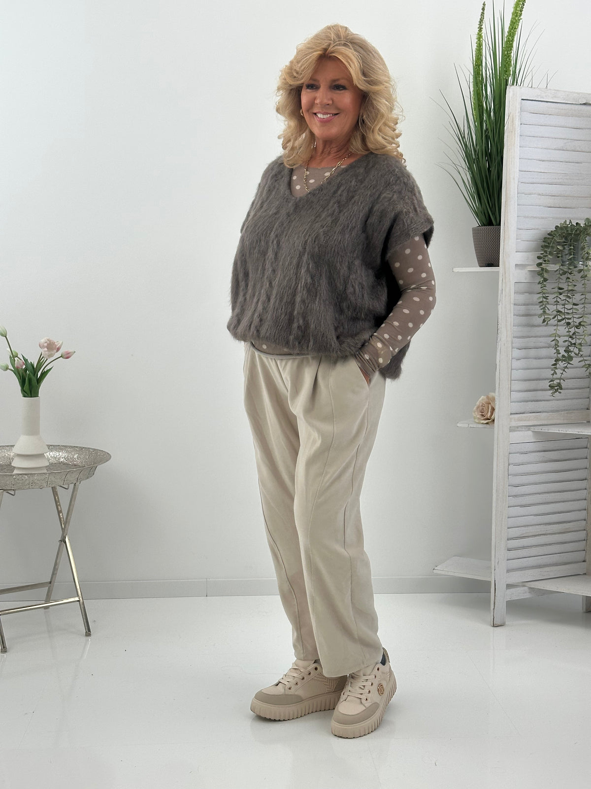 Pullunder in edlem Braun mit lässiger Strickoptik (38-44)