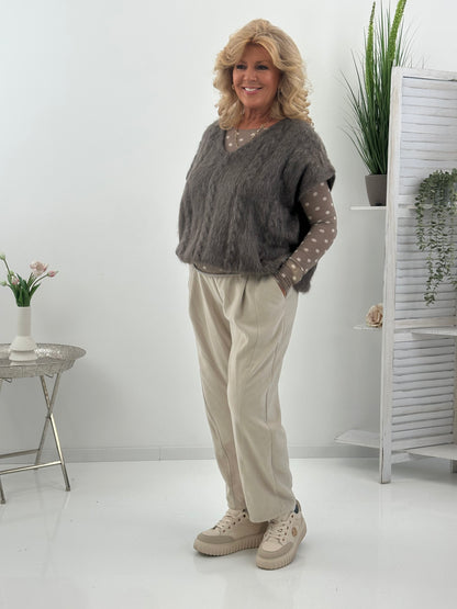 Pullunder in edlem Braun mit lässiger Strickoptik (38-44)
