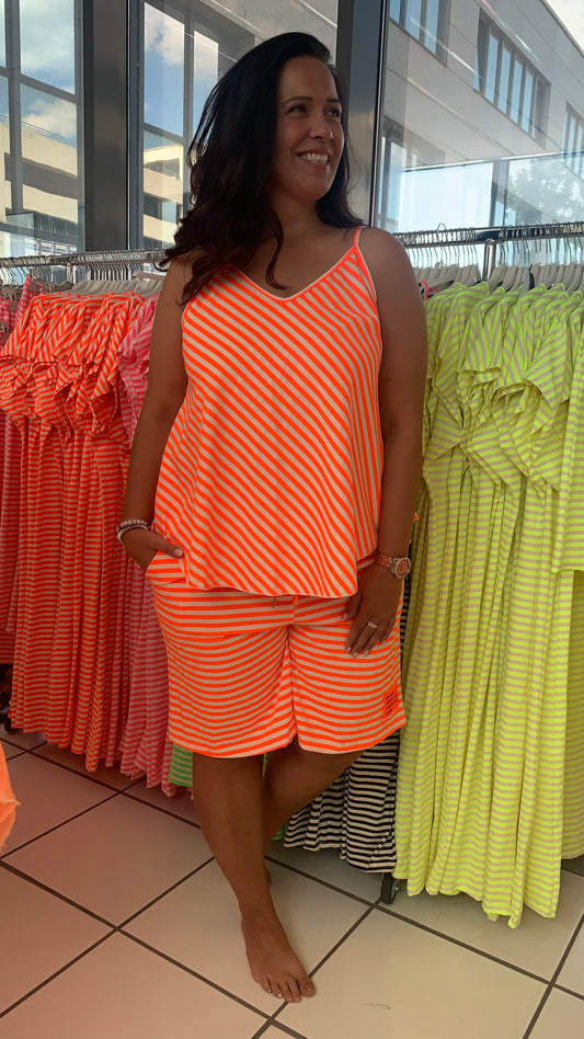 Bermuda Hose gestreift in neonorange (38-44)