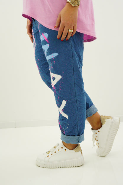 Joggpant "No" (44-48) jeansblau