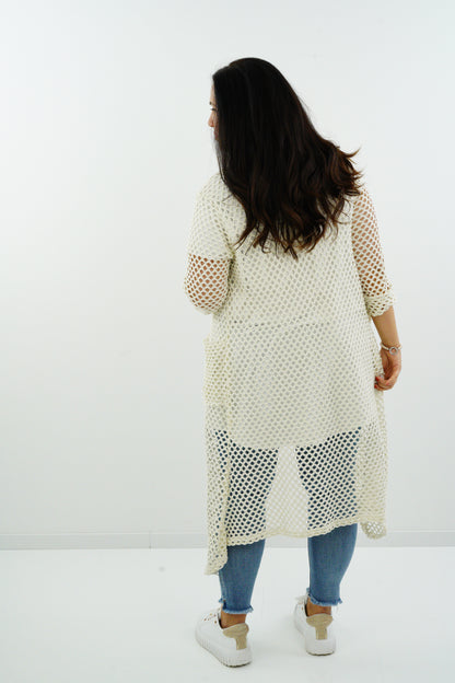 Netzstrickjacke "Angie" (38-42+) cremebeige