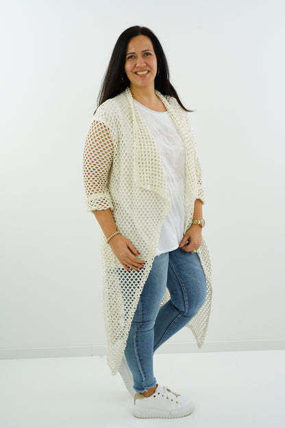 Netzstrickjacke "Angie" (38-42+) cremebeige