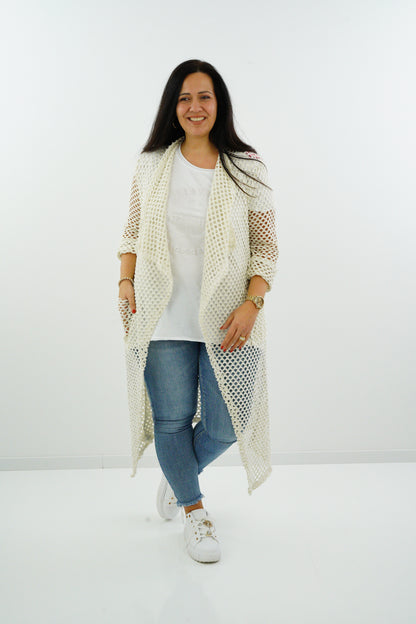 Netzstrickjacke "Angie" (38-42+) cremebeige