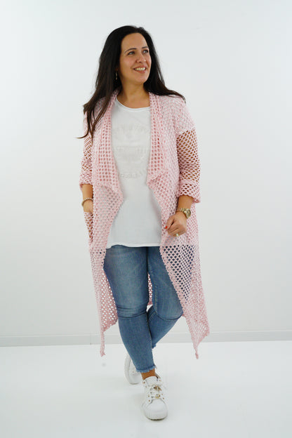 Netzstrickjacke "Angie" (38-42+) rosa