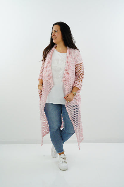 Netzstrickjacke "Angie" (38-42+) rosa