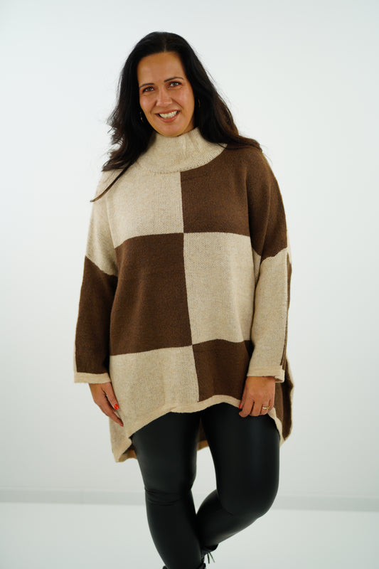 Strickpullover "Sina" (42-46+) braun-beige