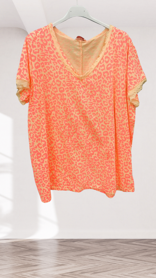 T-Shirt in Leo Gelb-Pink (38-42)